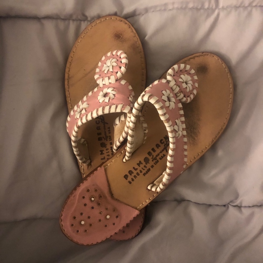 jack rogers pink and white sandals size seven
